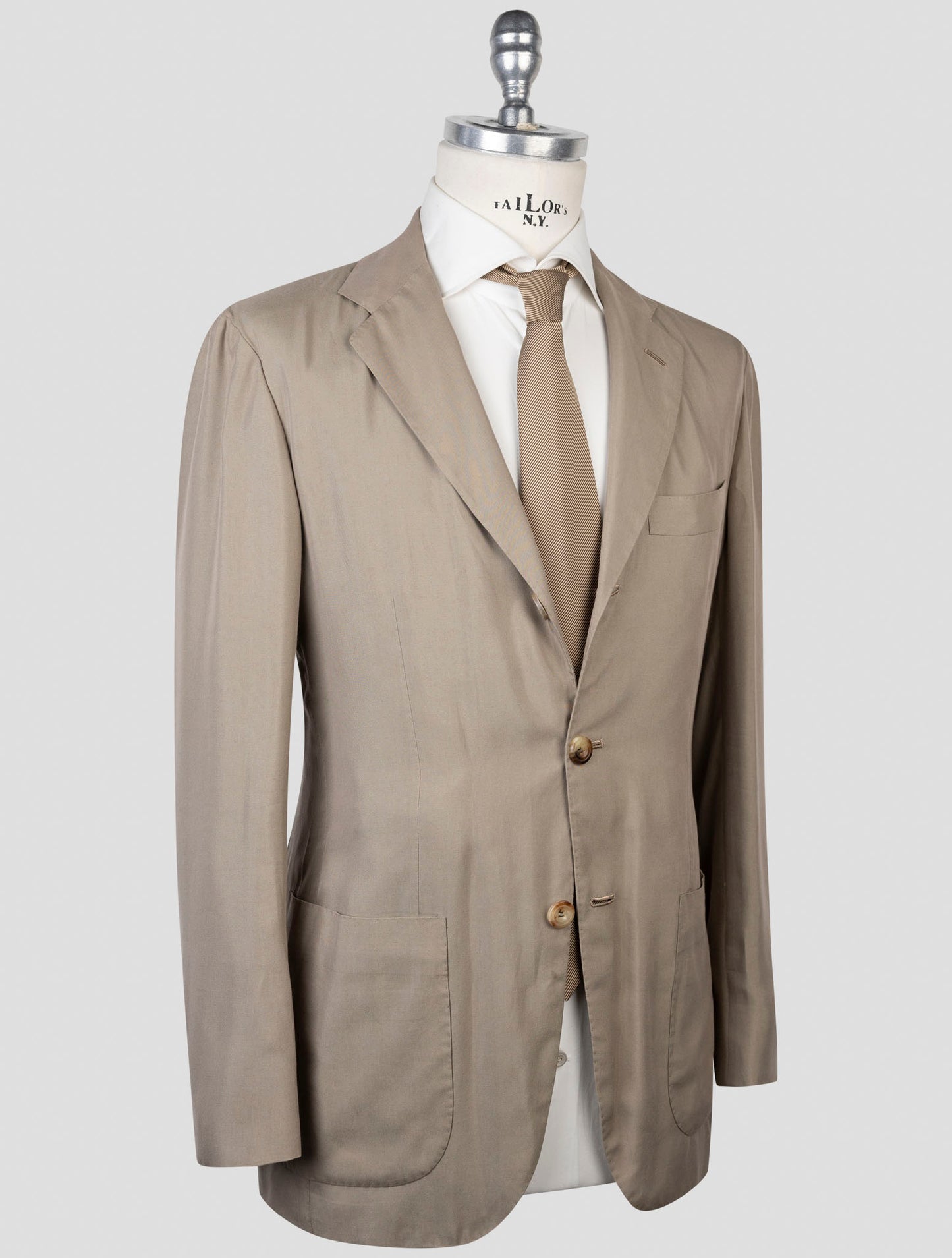 Kiton Taupe Lyocell Viscose Silk Suit