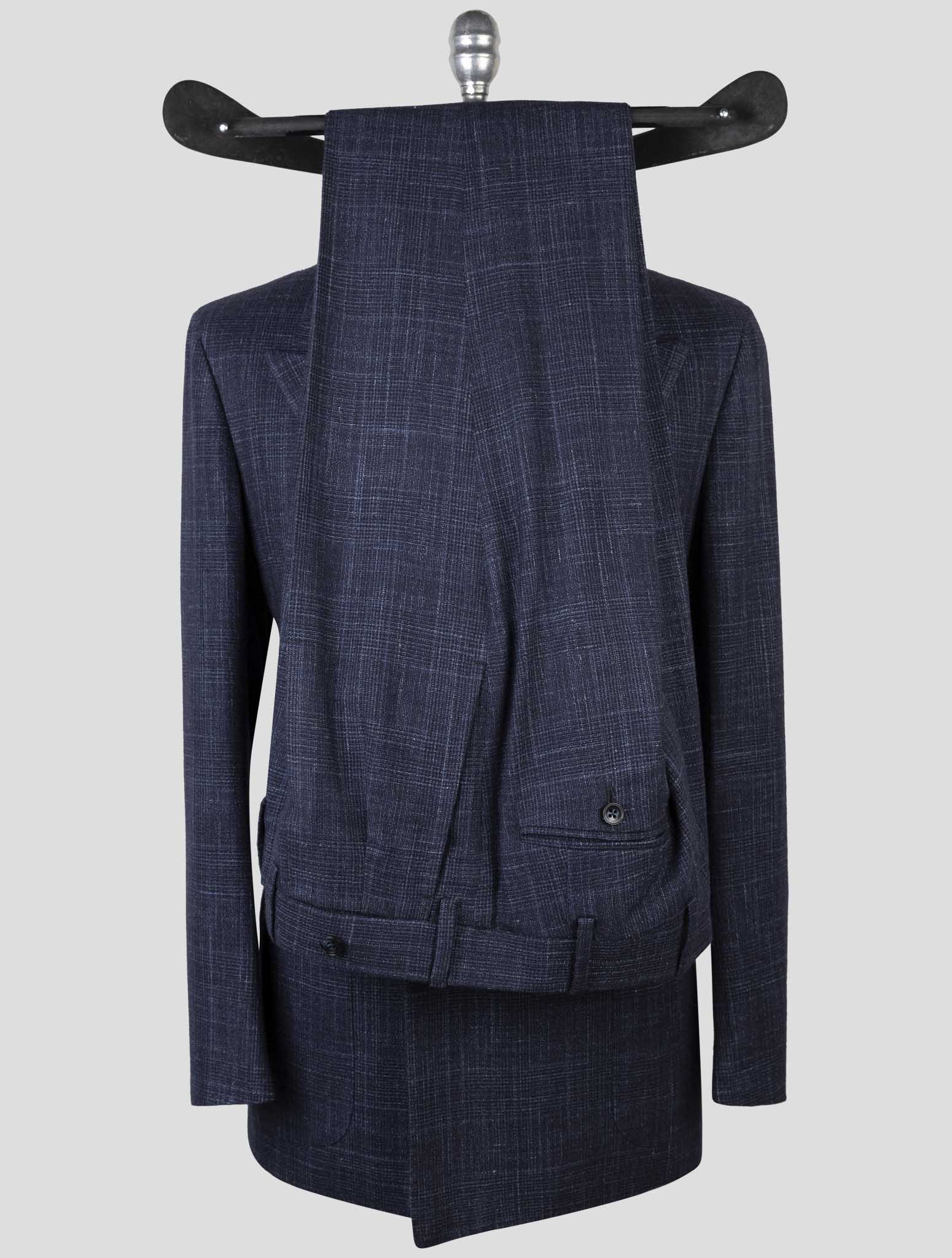 Kiton Blue Cashmere Virgin Wool Silk Linen Suit