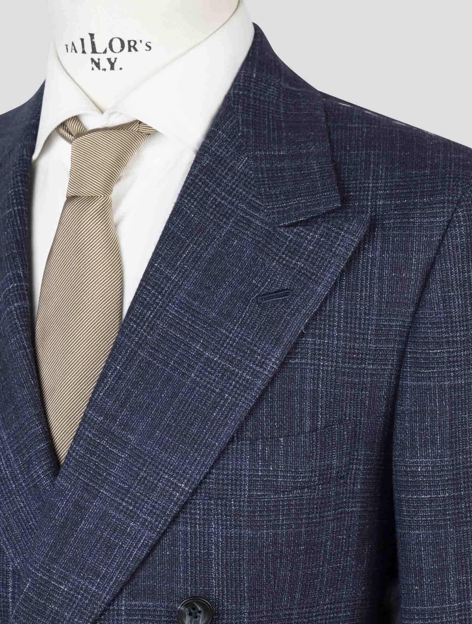 Kiton Blue Cashmere Virgin Wool Silk Linen Suit