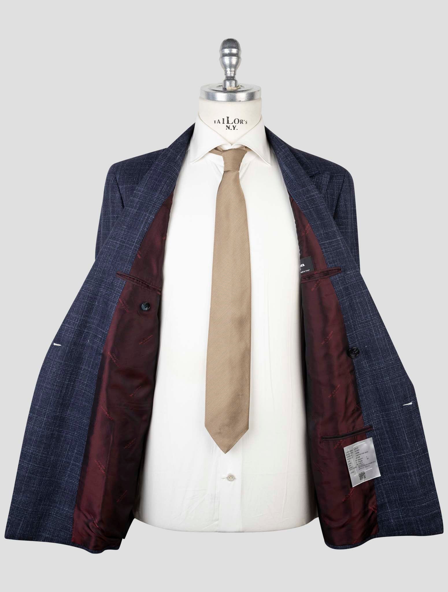 Kiton Blue Cashmere Virgin Wool Silk Linen Suit