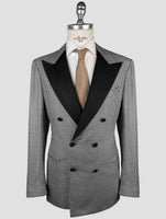 Kiton Black White Cashmere Silk Linen Smoking Blazer