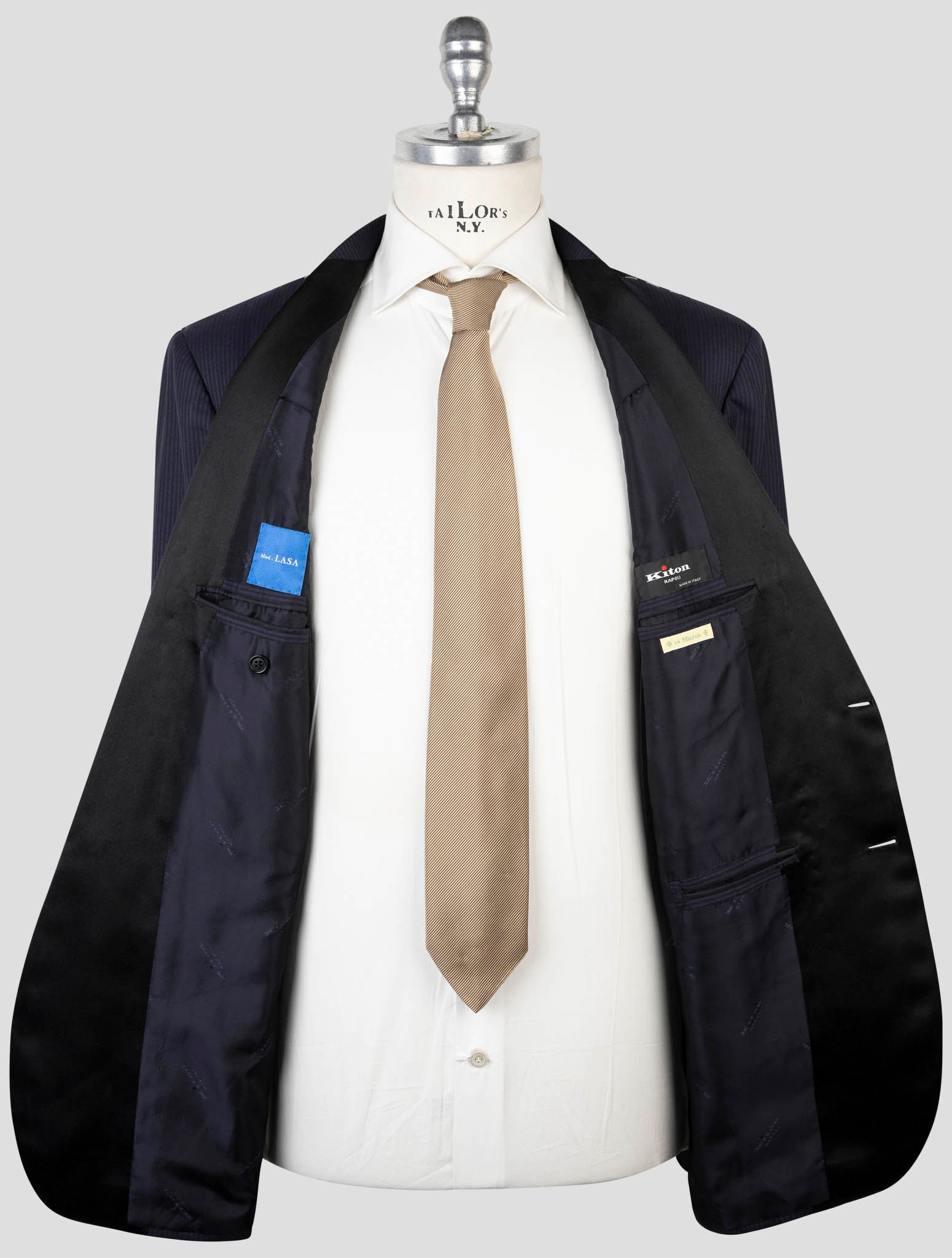 Kiton Blue Wool 14 Micron Suit Smoking