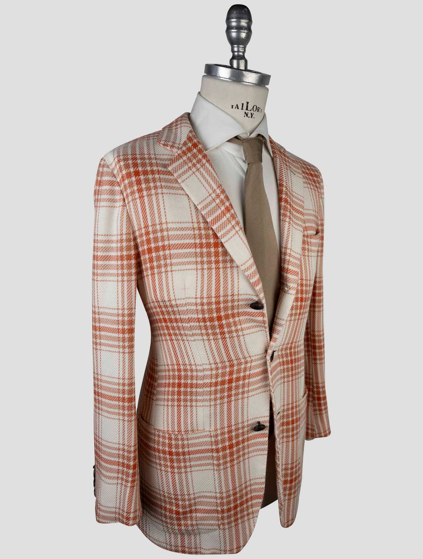 Kiton Orange White Cashmere Cotton Blazer