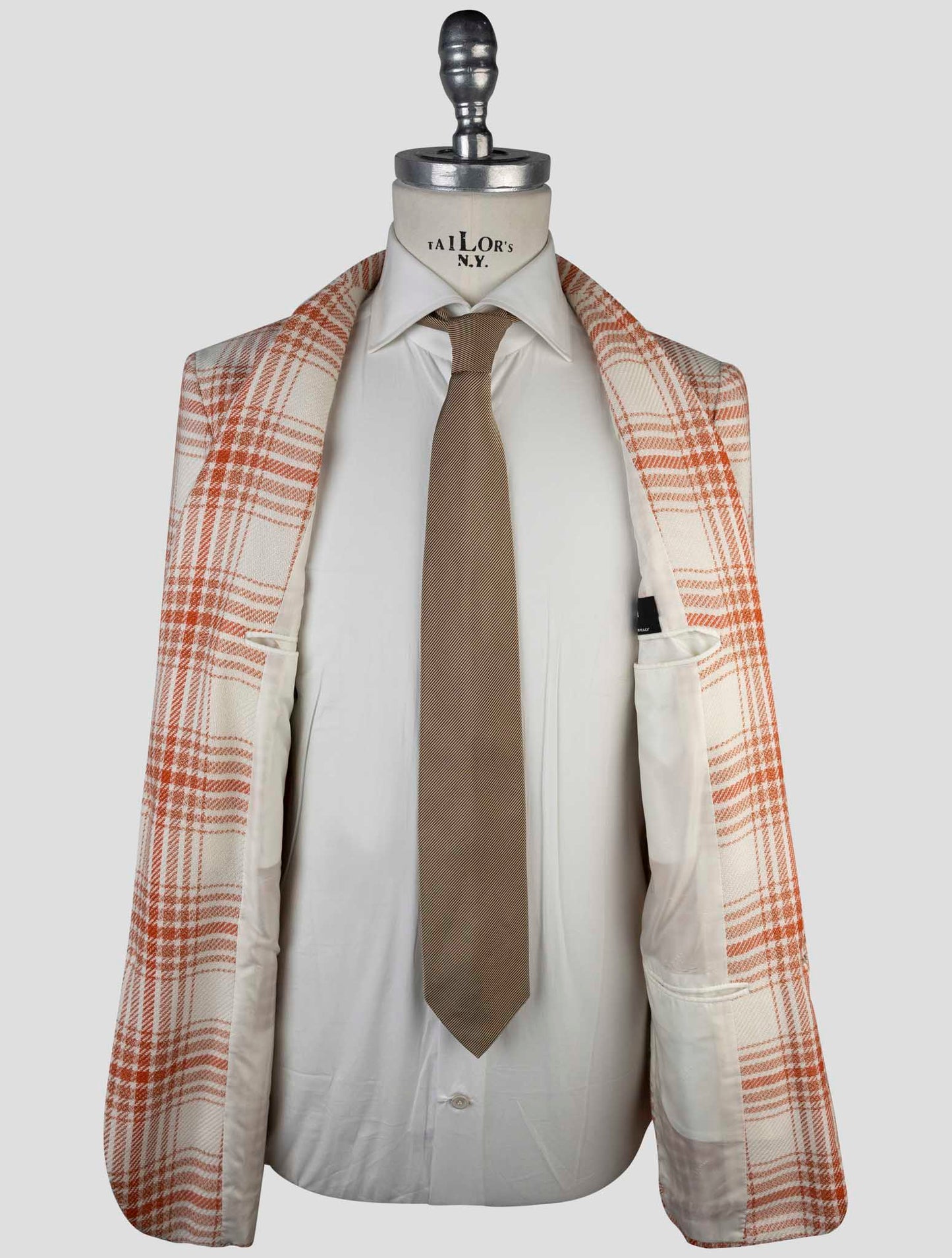 Kiton Orange White Cashmere Cotton Blazer
