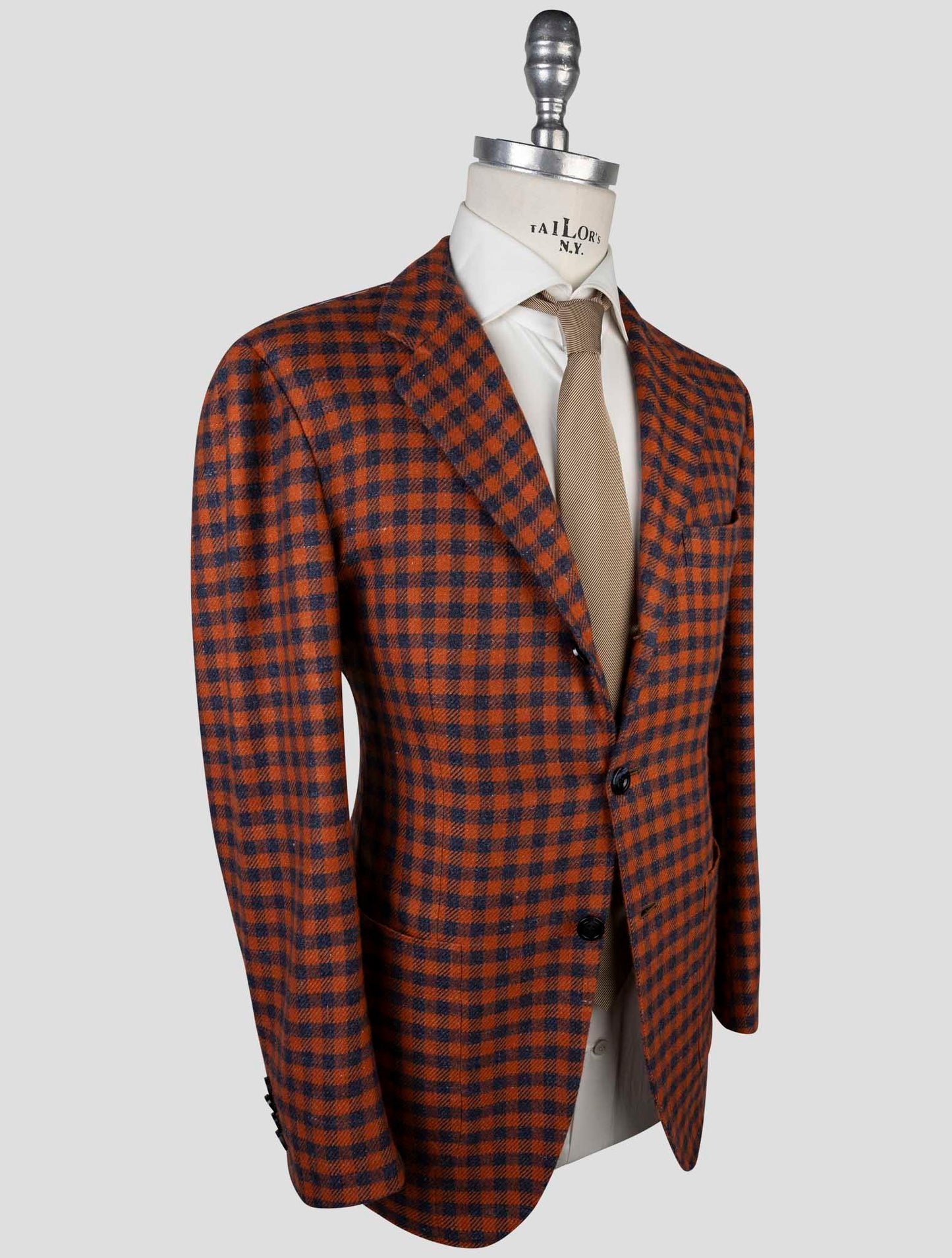 Kiton Orange Blue Cashmere Silk Linen Blazer