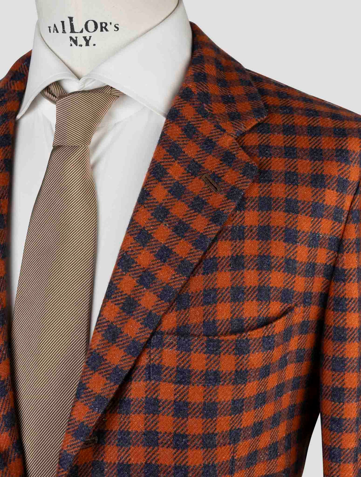Kiton Orange Blue Cashmere Silk Linen Blazer