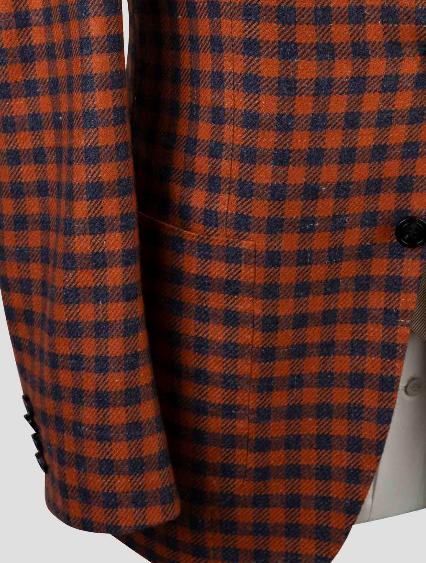 Kiton Orange Blue Cashmere Silk Linen Blazer