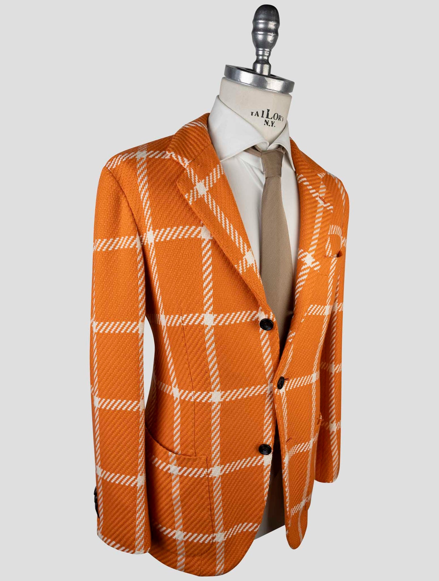 Kiton Orange White Cashmere Blazer