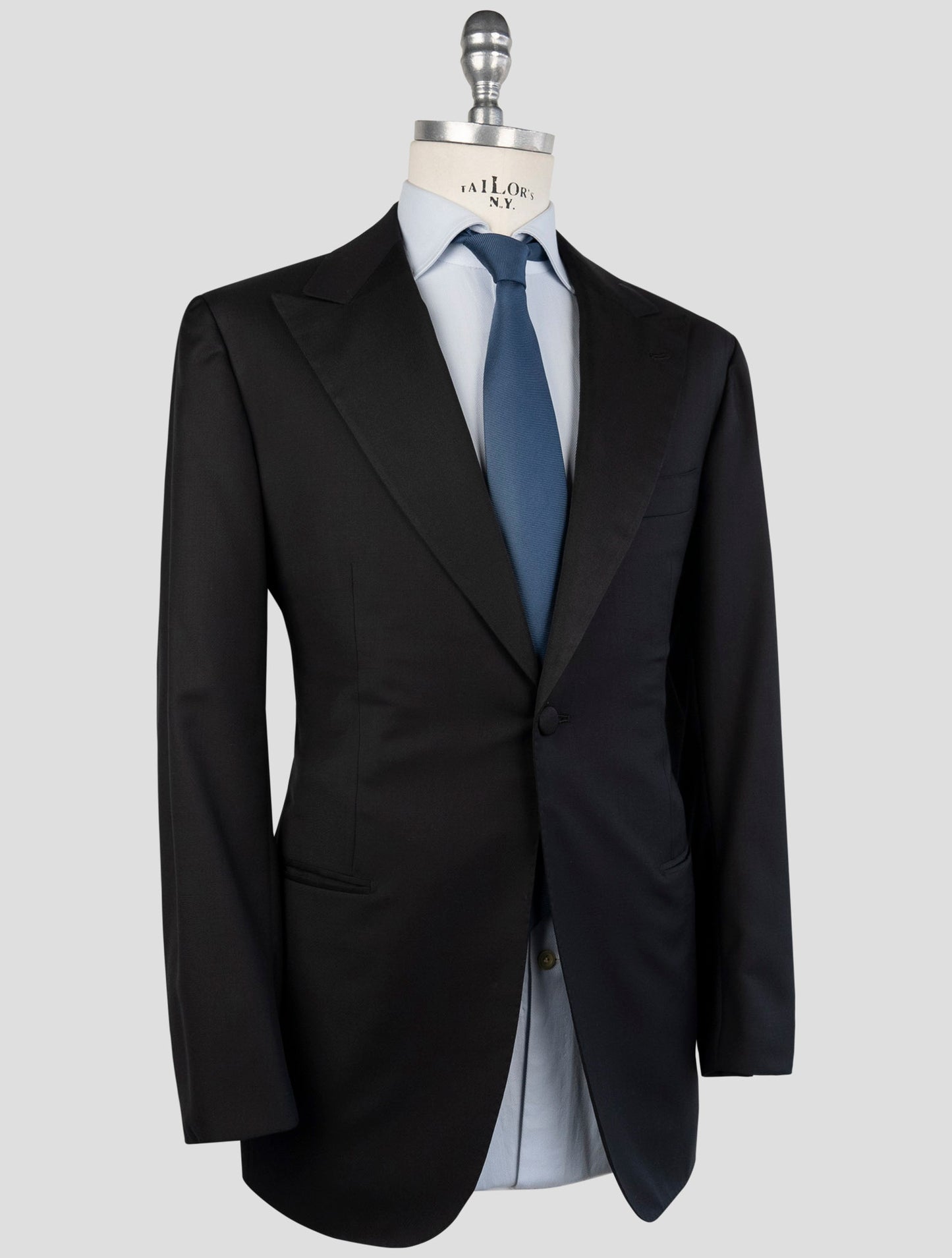 Kiton Black Wool 150's Diamante Blue Suit Smoking