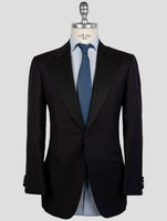 Kiton Black Wool 150's Diamante Blue Suit Smoking