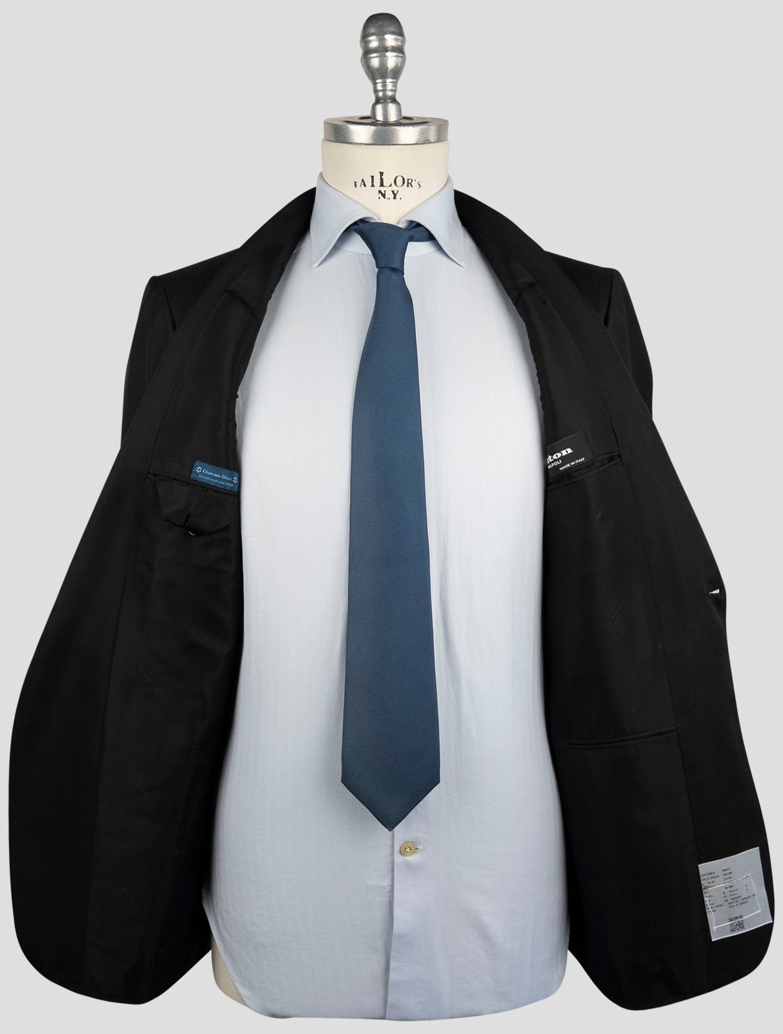 Kiton Black Wool 150's Diamante Blue Suit Smoking
