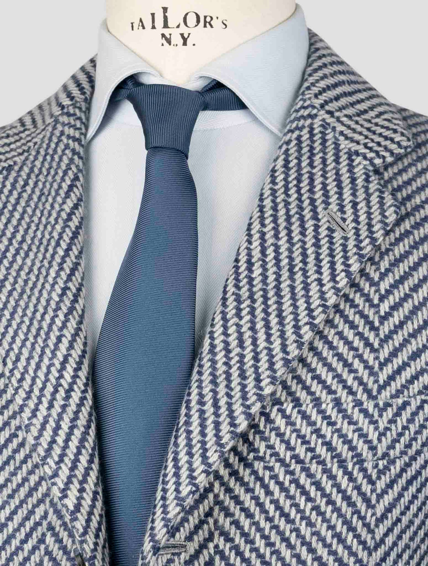 Kiton Blue White Cashmere Blazer