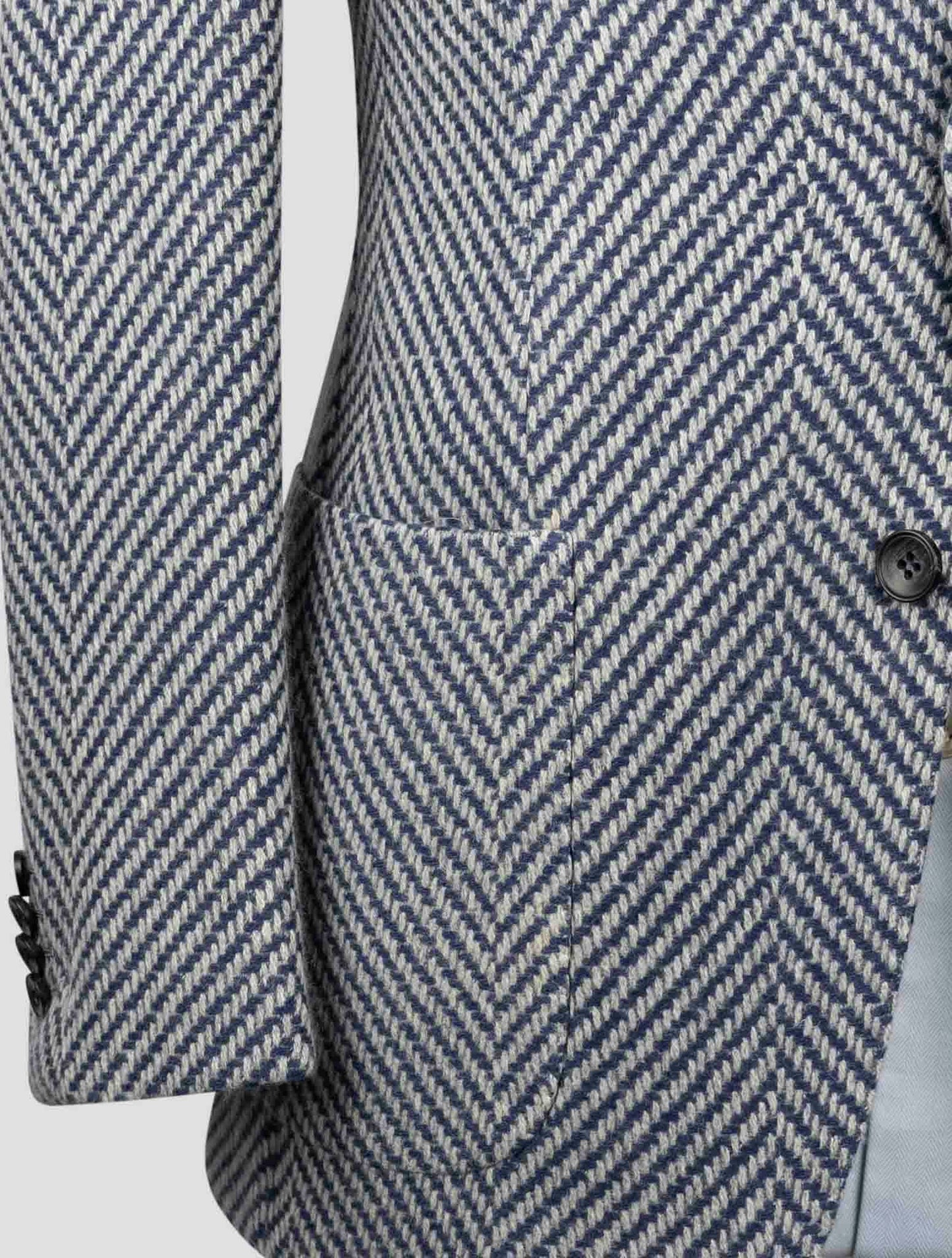 Kiton Blue White Cashmere Blazer