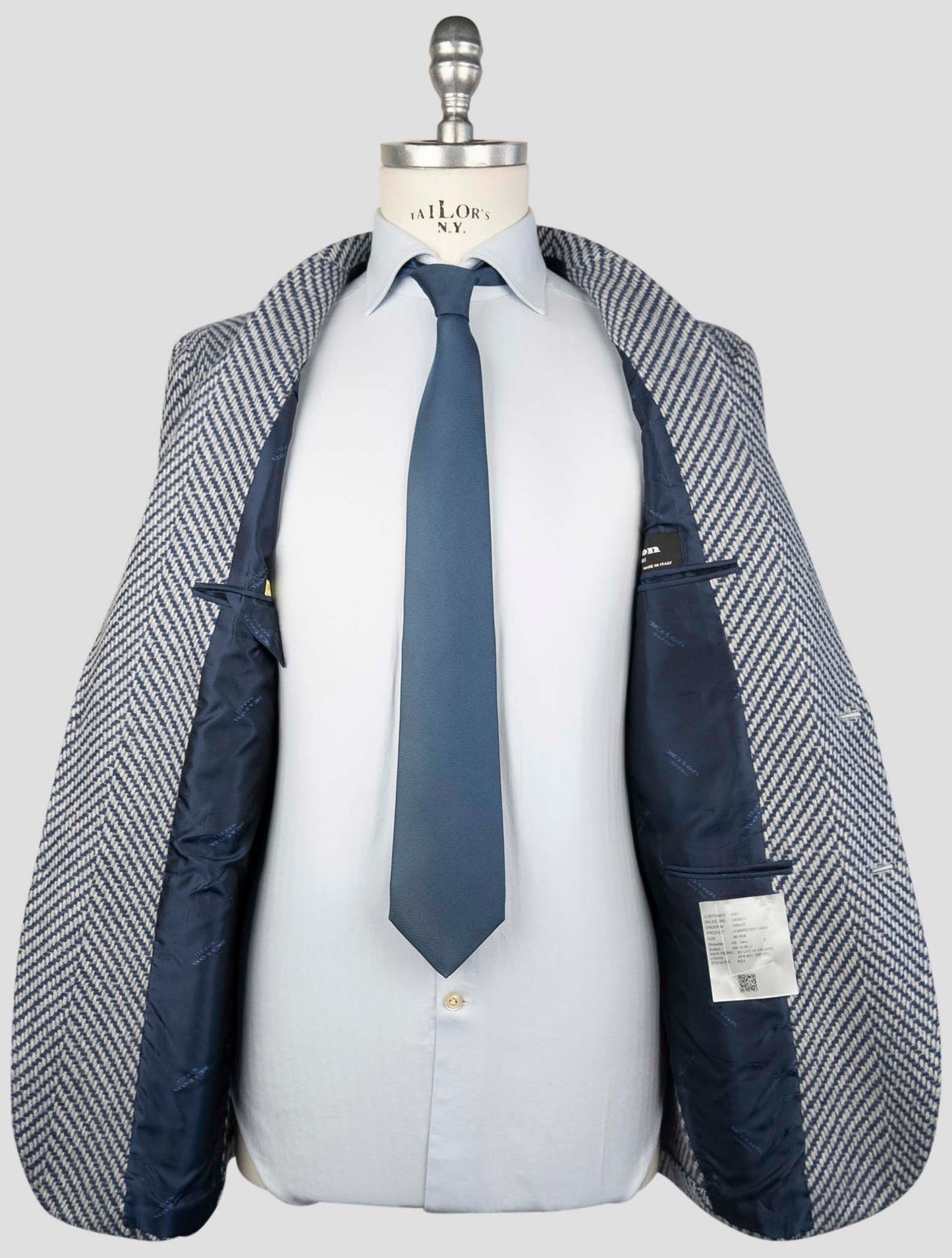 Kiton Blue White Cashmere Blazer