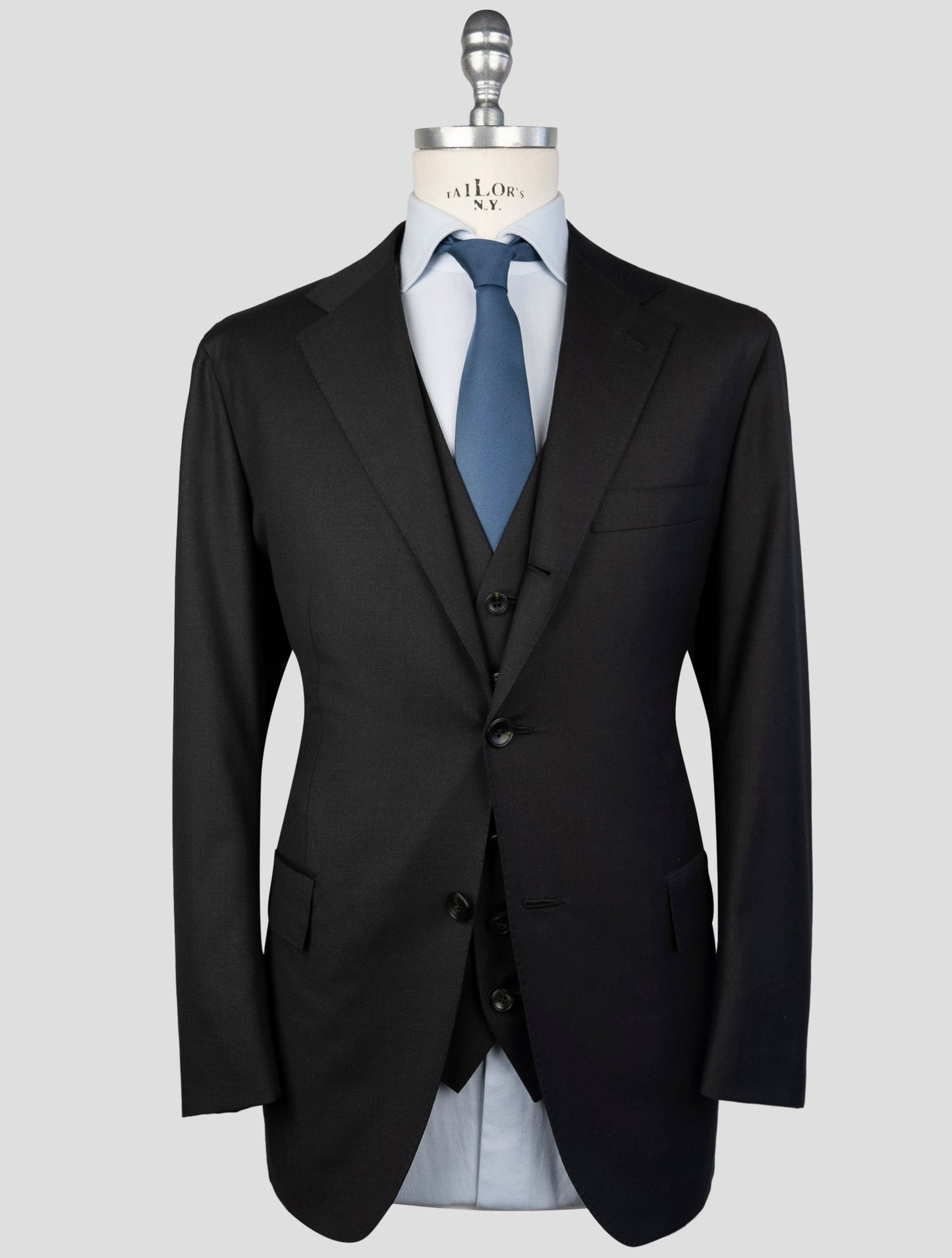 Kiton Black Wool 150's Diamante Blue Blazer 2 Pieces