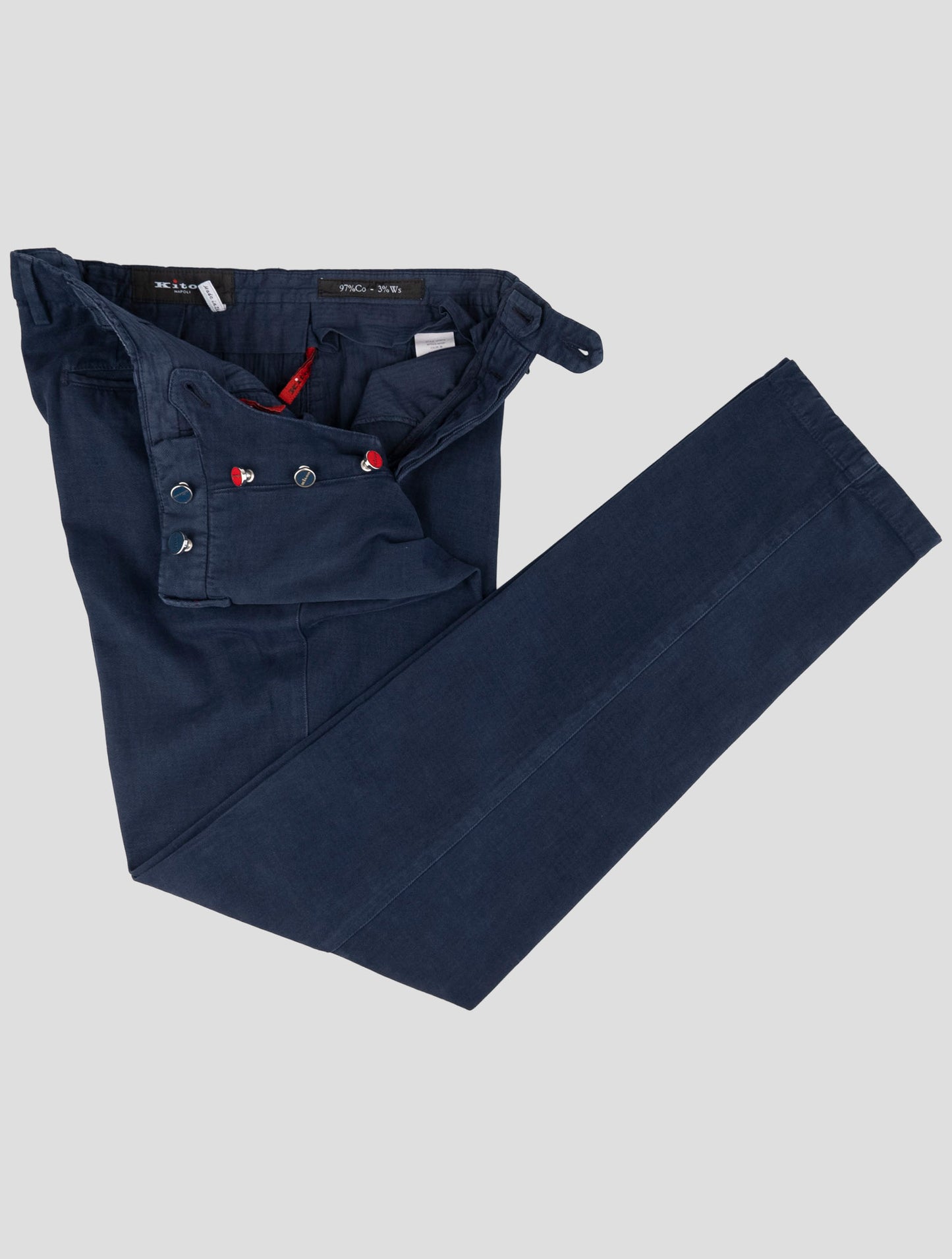 Kiton Blue Cotton Cashmere Pants