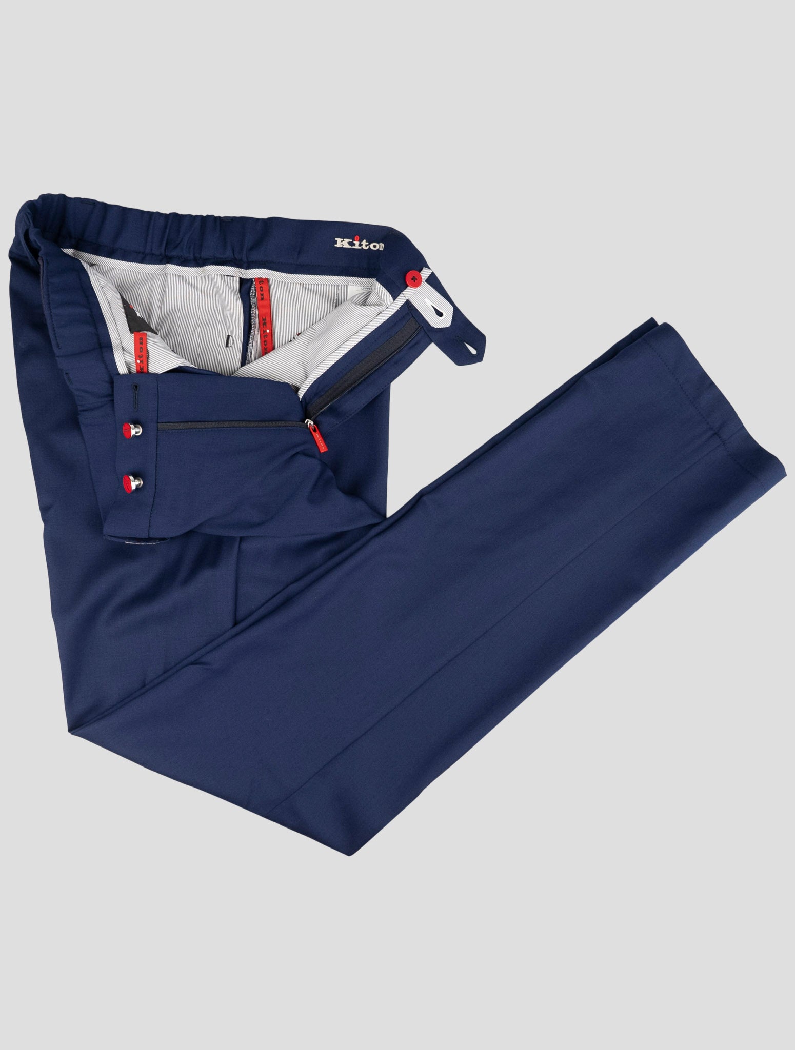 Kiton Blue Virgin Wool Pants