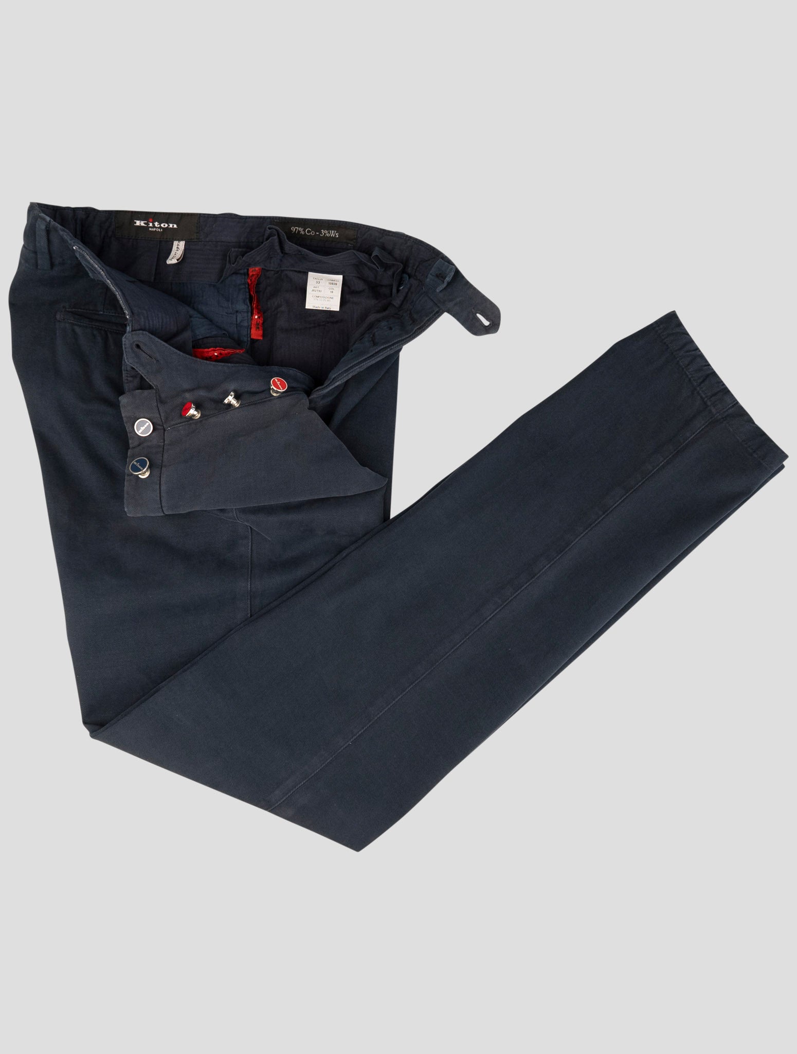 Kiton Blue Cotton Cashmere Pants