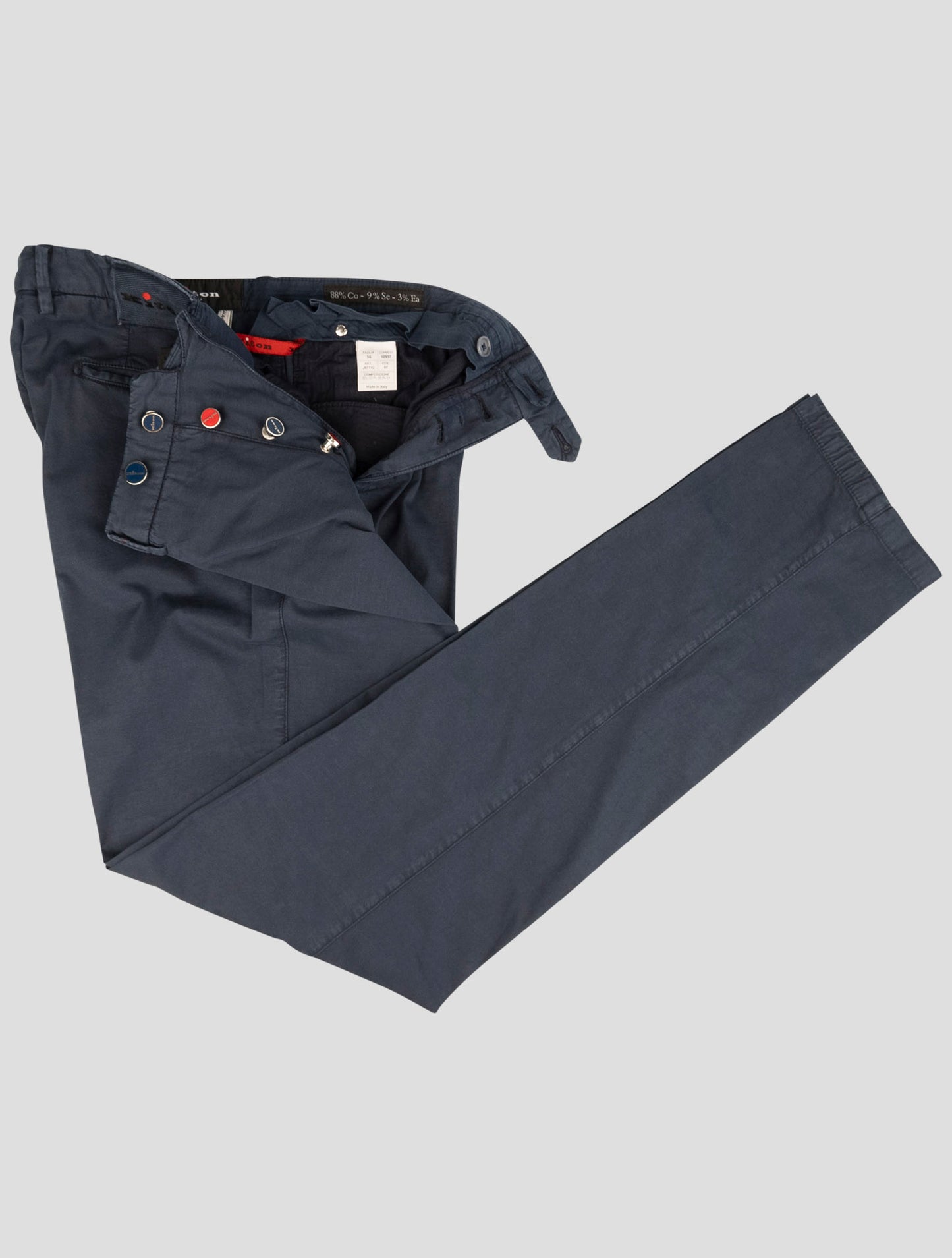 Kiton Blue Cotton Silk Ea Pants