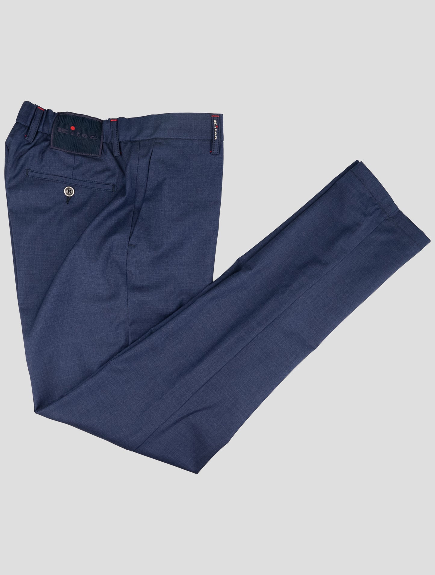 Kiton Blue Virgin Wool Ea Pants