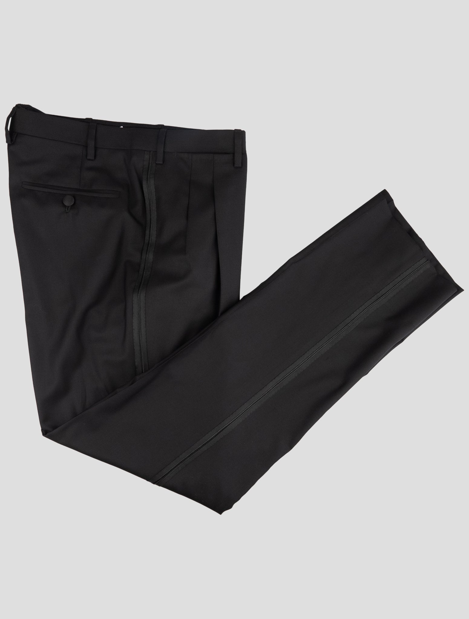 Kiton Black Wool 14 Micron Dress Pants