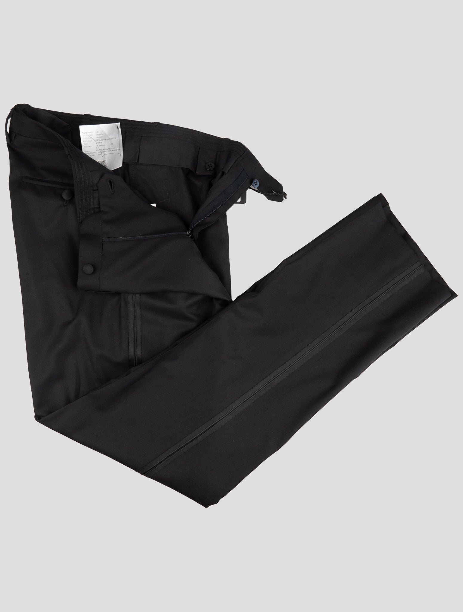 Kiton Black Wool 14 Micron Dress Pants