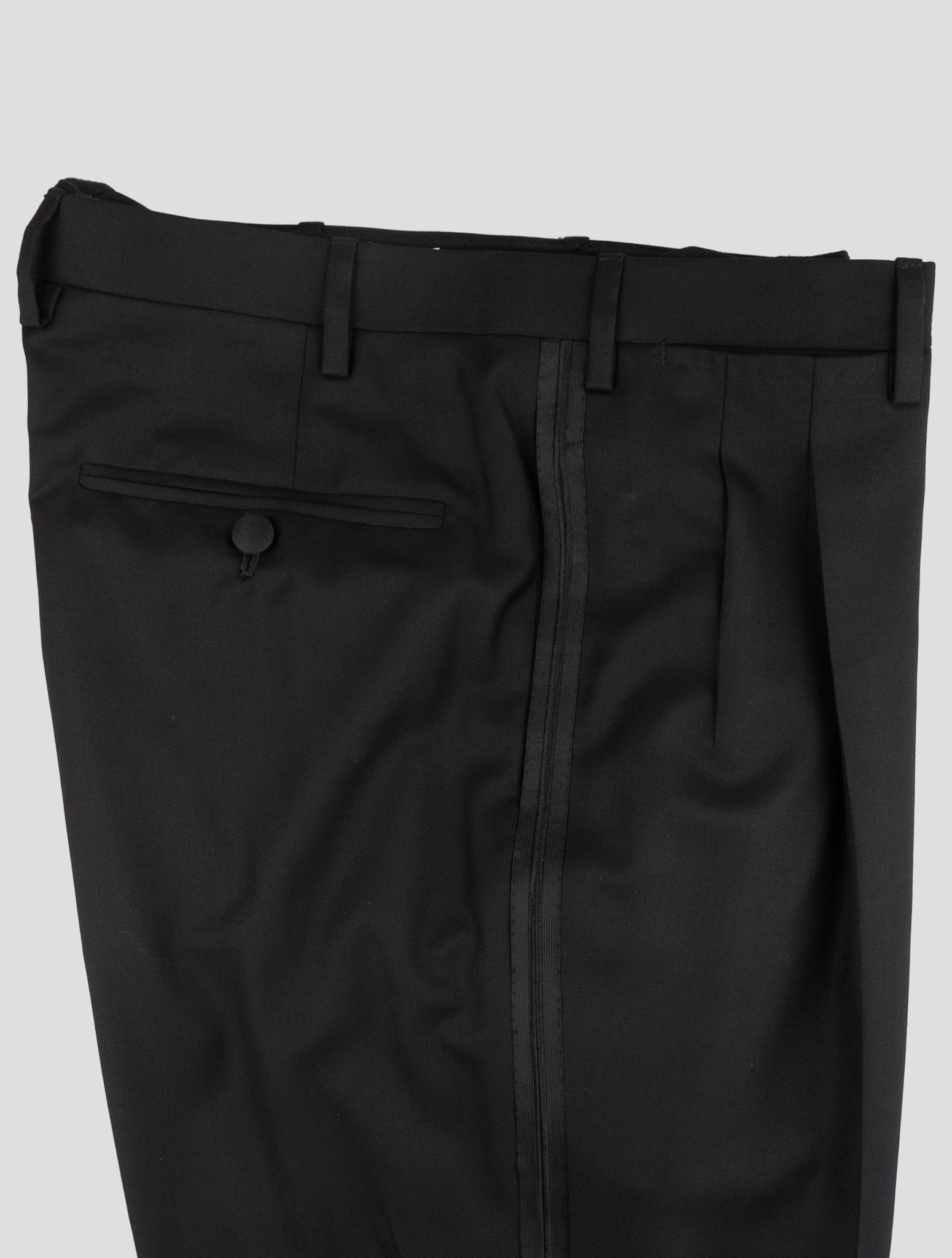 Kiton Black Wool 14 Micron Dress Pants