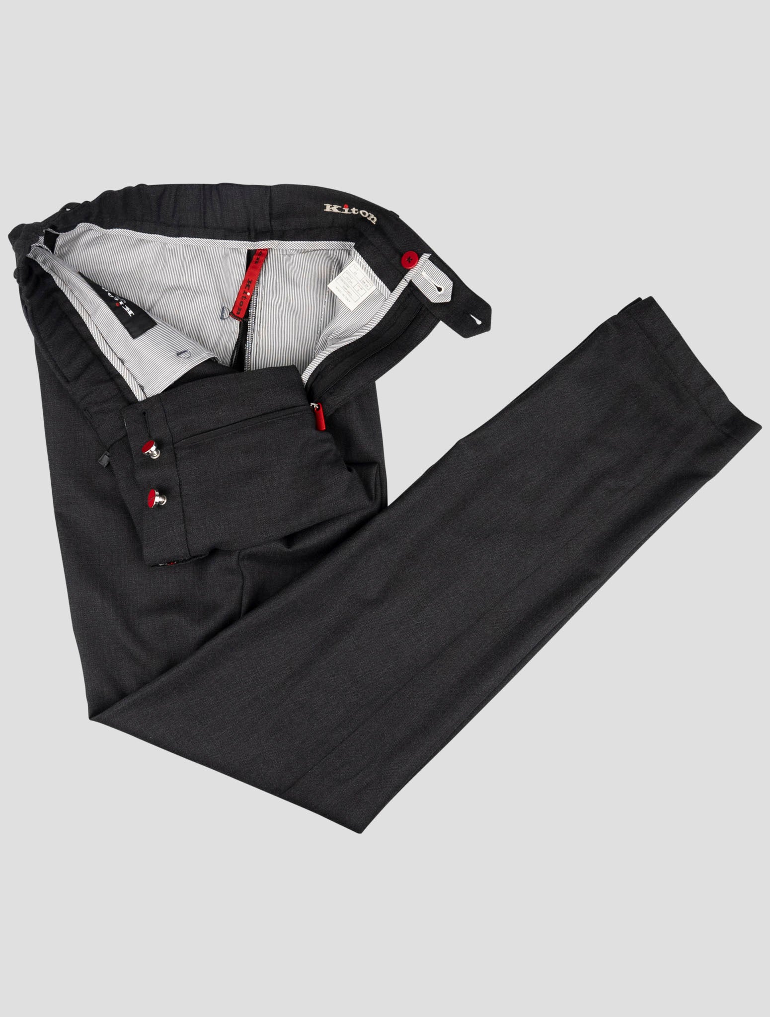 Kiton Dark Gray Wool Dress Pants