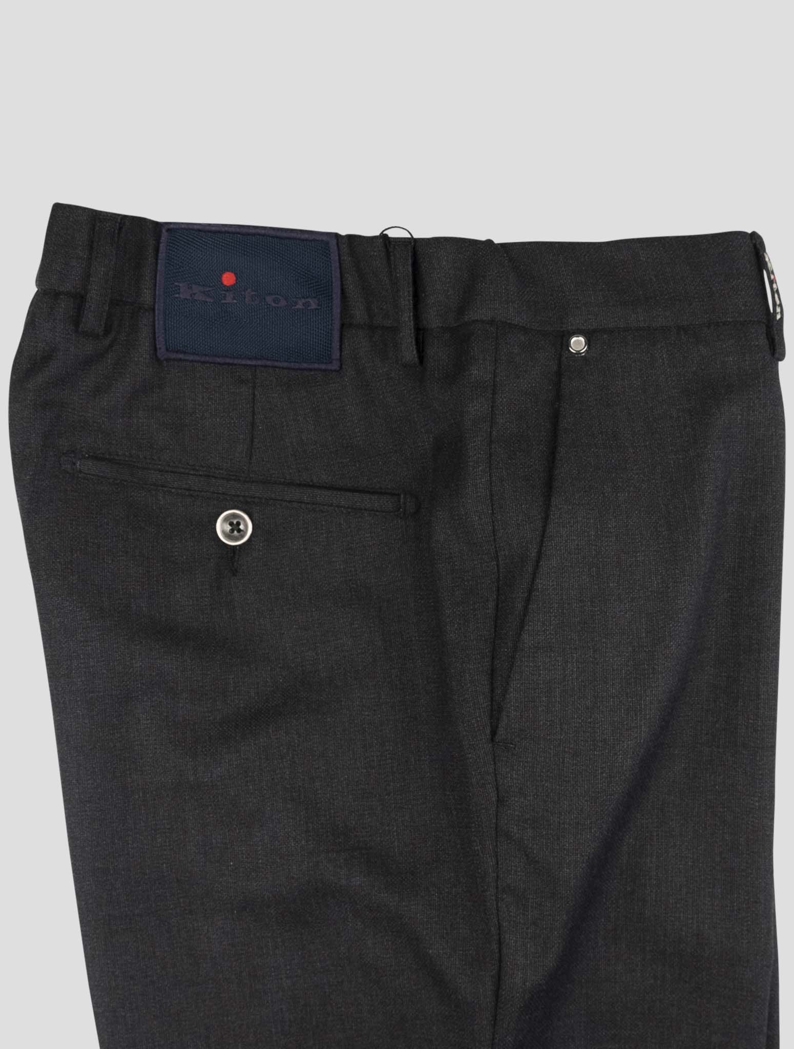 Kiton Dark Gray Wool Dress Pants