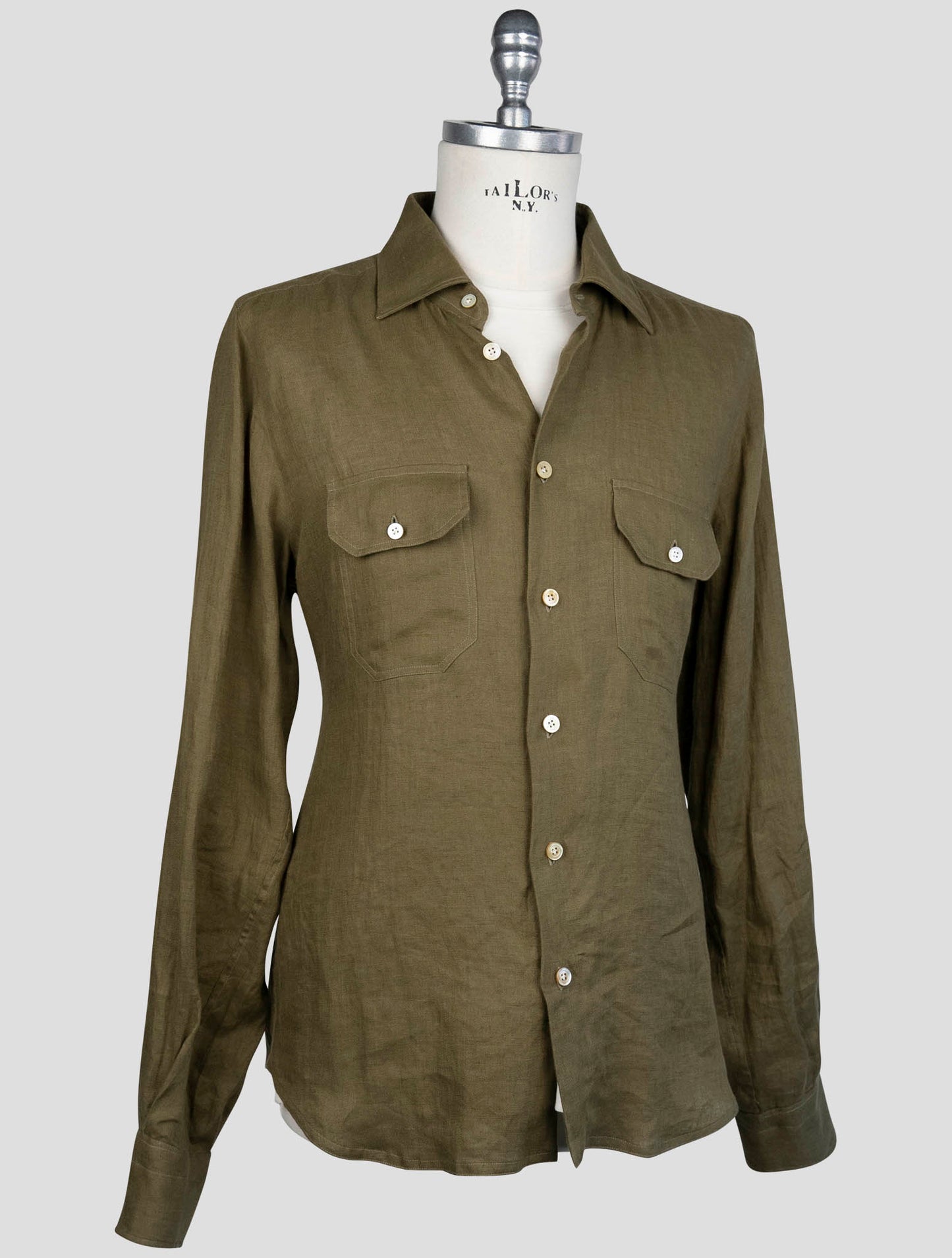 kiton Green Linen Shirt