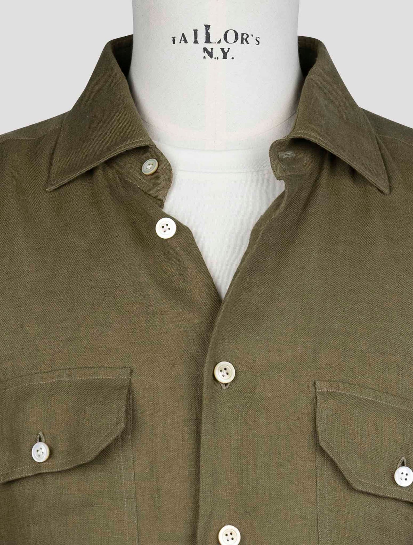 kiton Green Linen Shirt