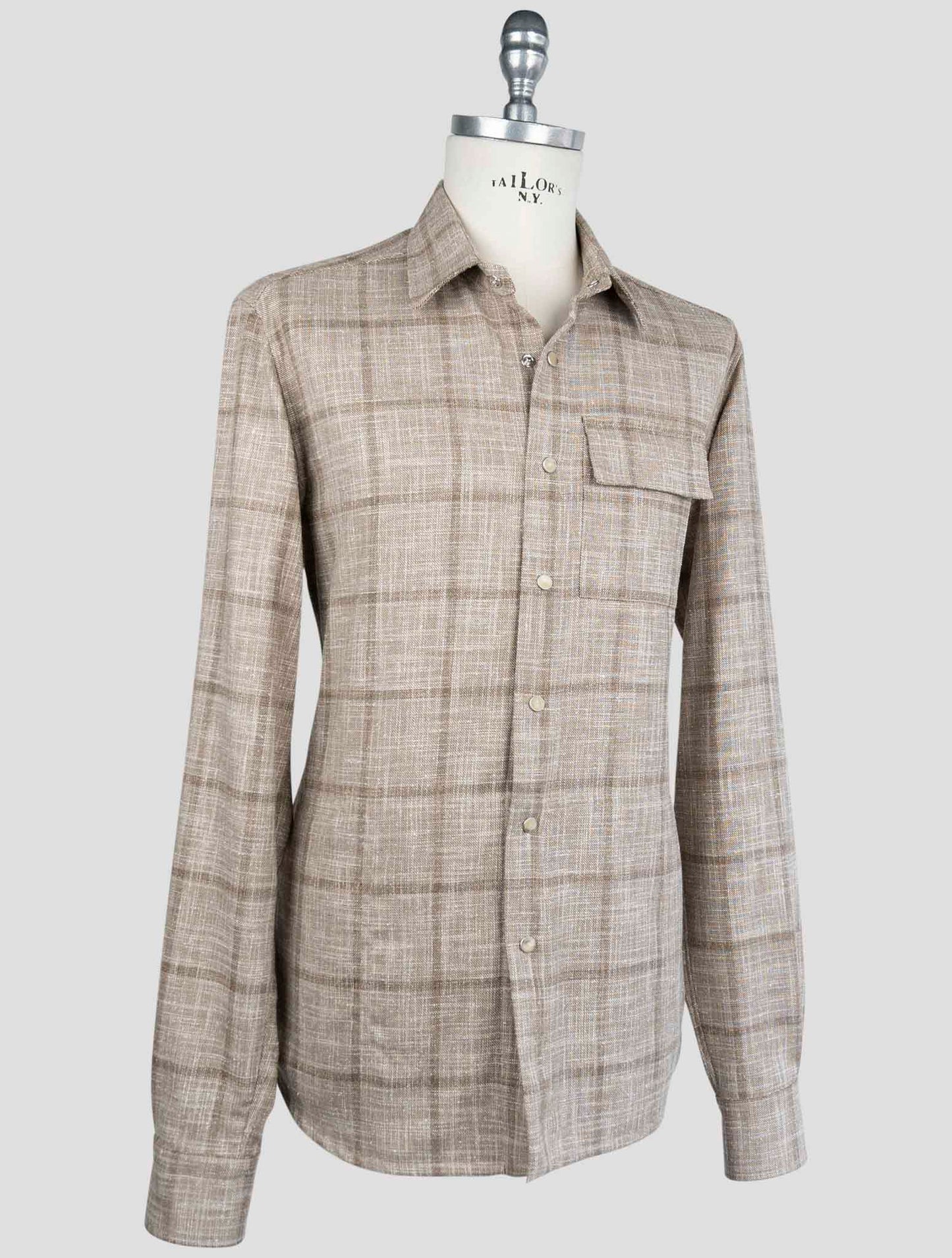 Kiton Blue Virgin Wool Silk Cotton Pa Shirt BUBA