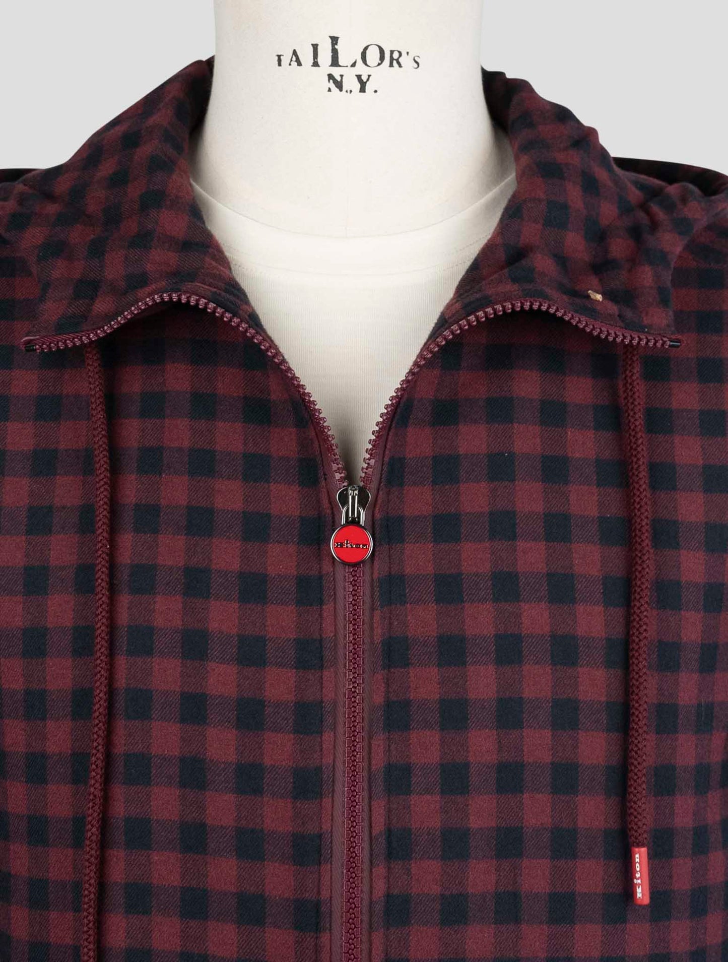 Kiton Burgundy Blue Cotton Shirt Umbi