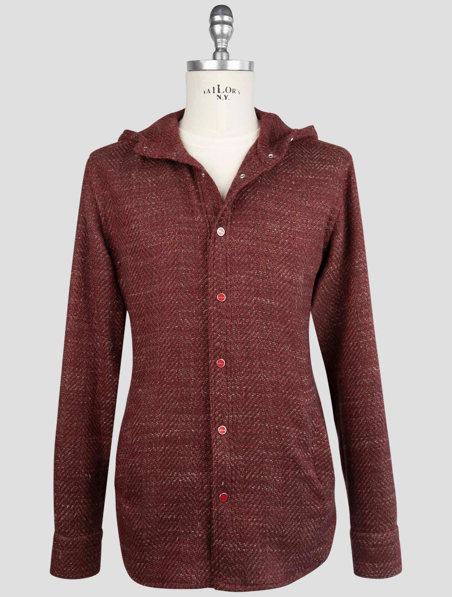 Kiton Burgundy Cashmere Virgin wool Silk Linen Shirt Mariano