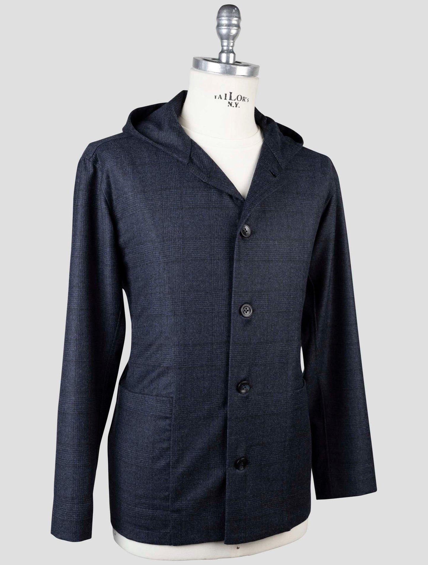 Kiton Blue Wool Cashmre Shirt Luca