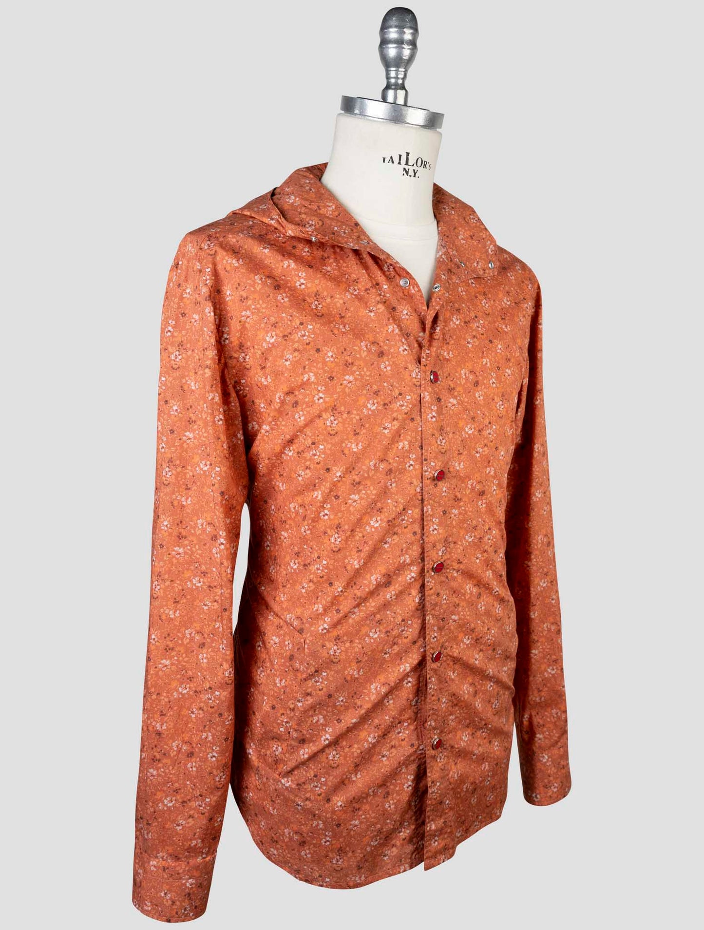 Kiton Orange Cotton Shirt Mariano