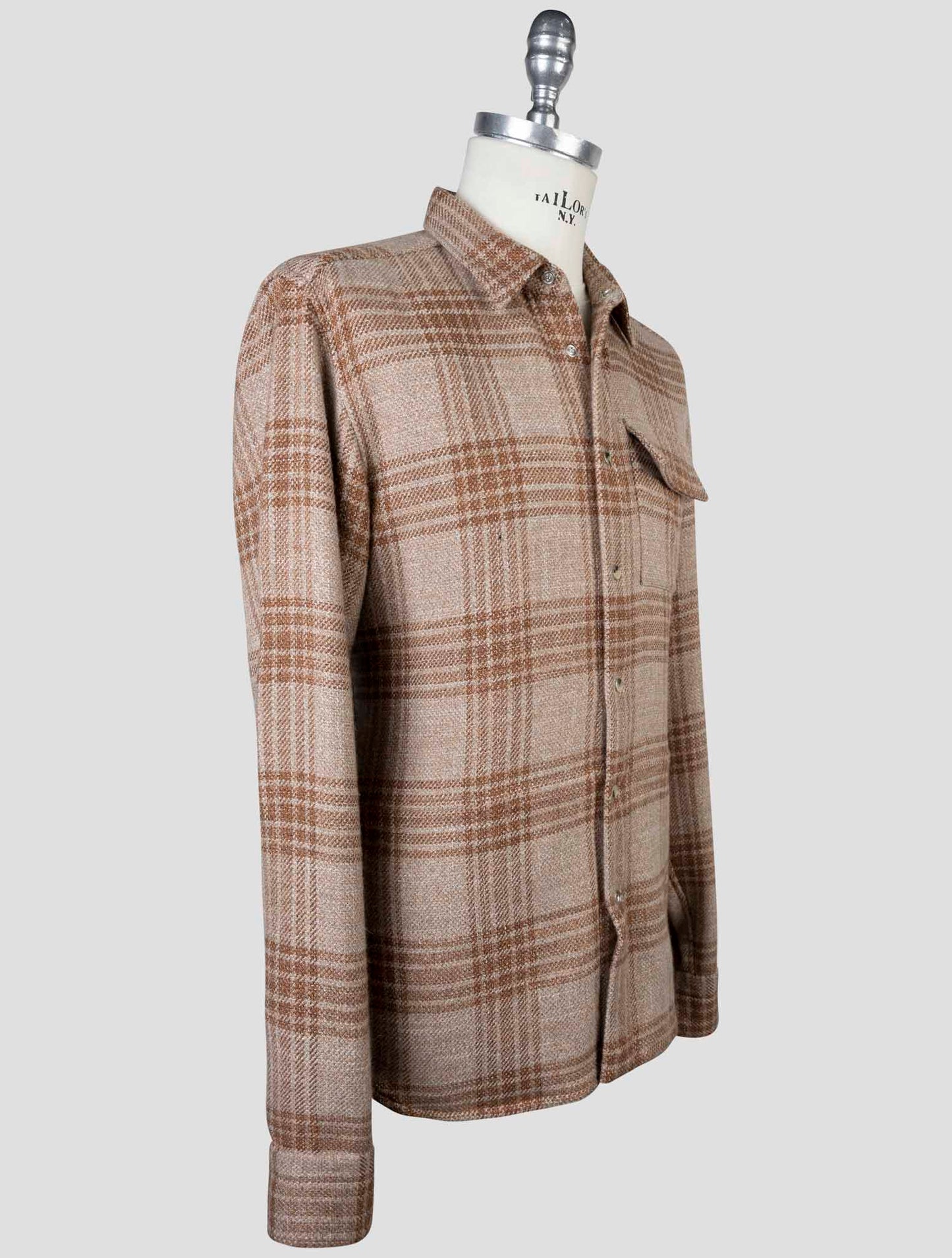 Kiton Brown Cashmere Virgin Wool Silk Linen Shirt Buba