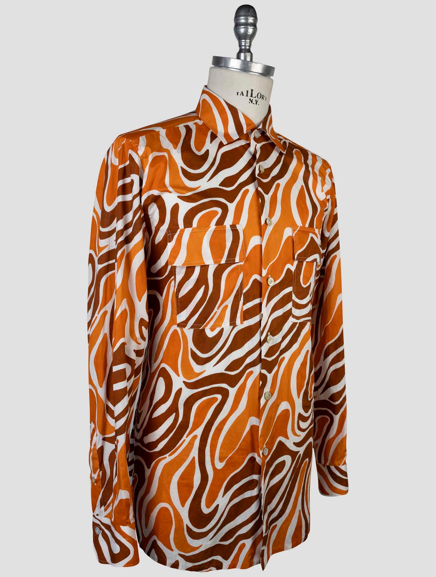 Kiton Brown Orange Cotton Shirt