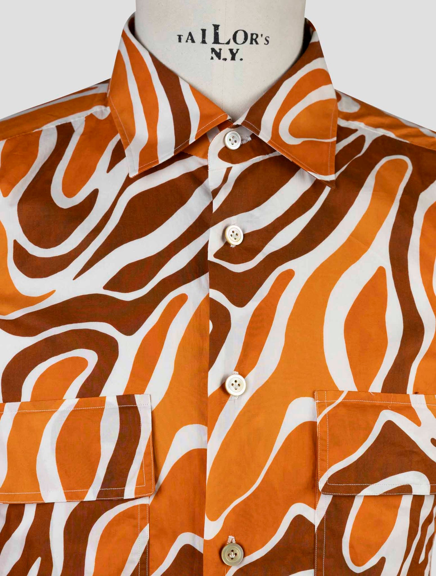 Kiton Brown Orange Cotton Shirt