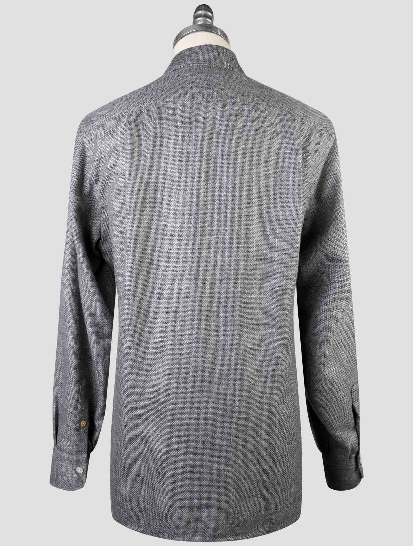 Kiton Gray Cashmere Virgin Wool Silk Linen Shirt