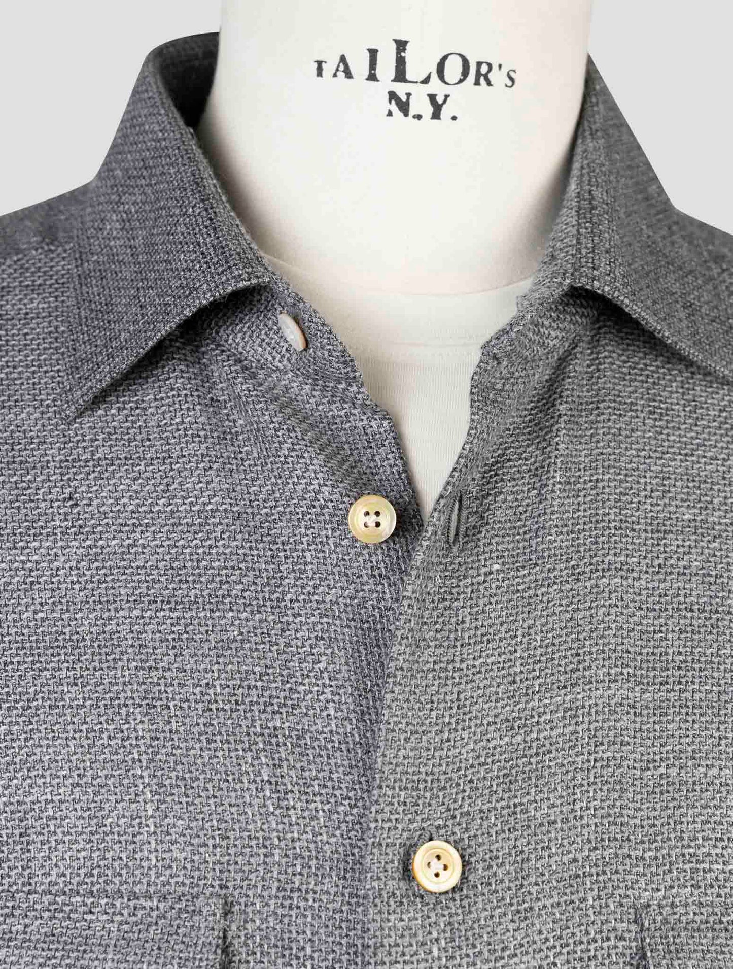 Kiton Gray Cashmere Virgin Wool Silk Linen Shirt