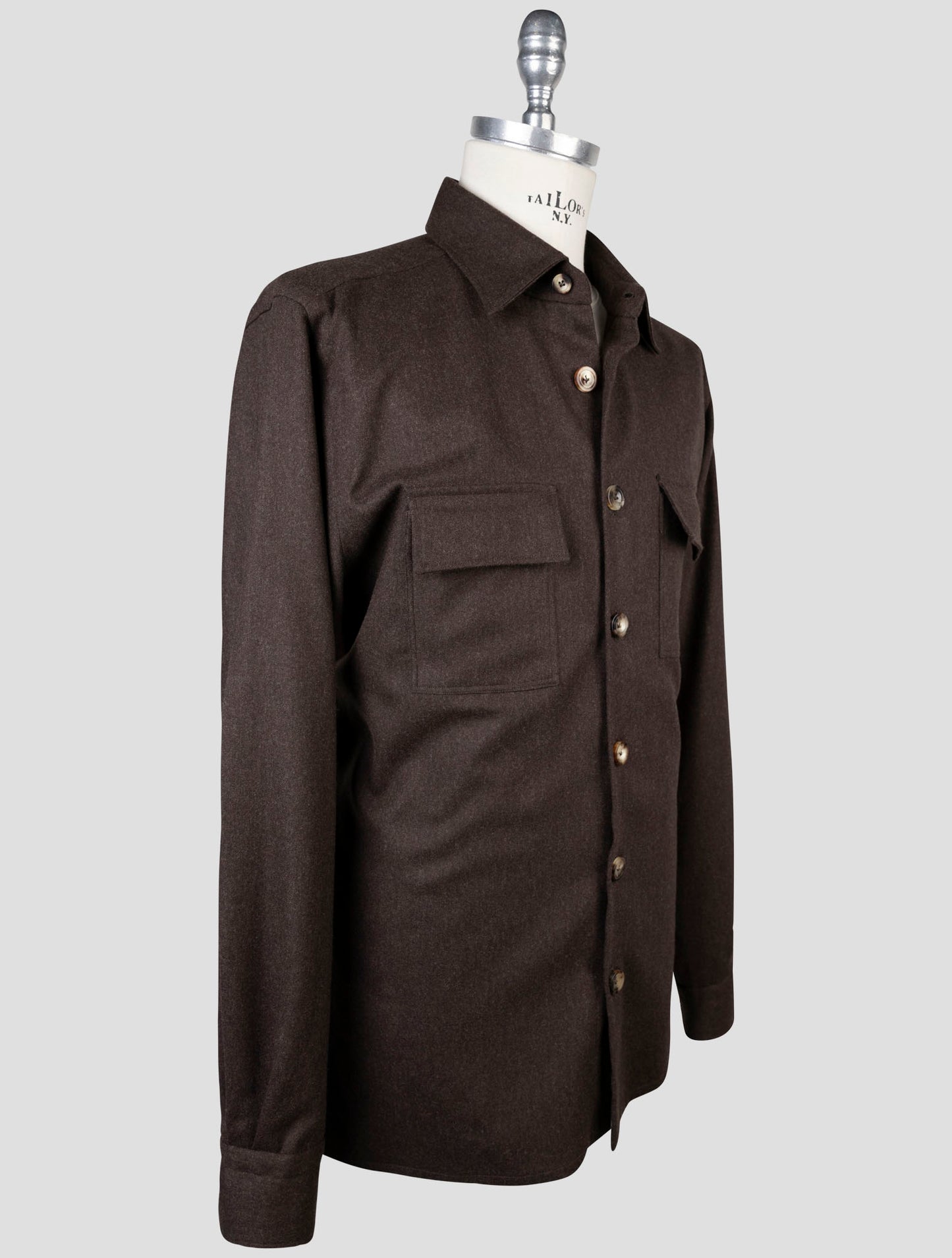 Kiton Brown Wool Pa Ea Shirt