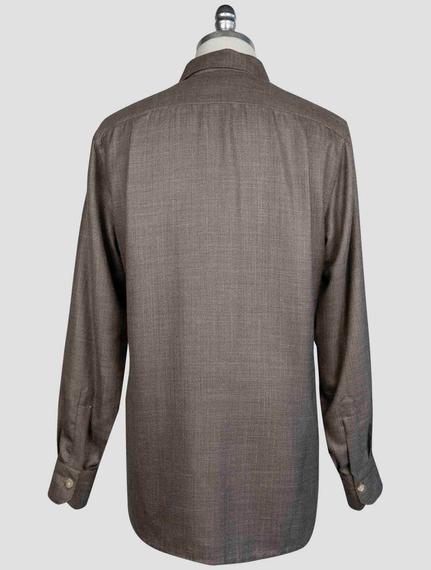 kiton Brown Cashmere Silk Linen Shirt