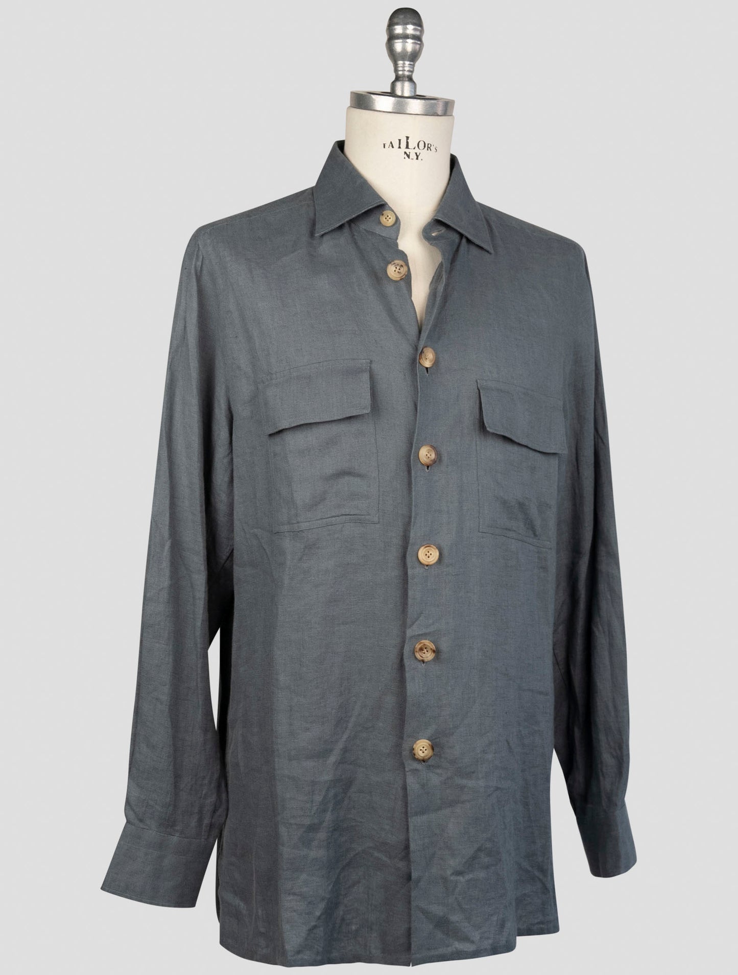 kiton Gray Linen Shirt