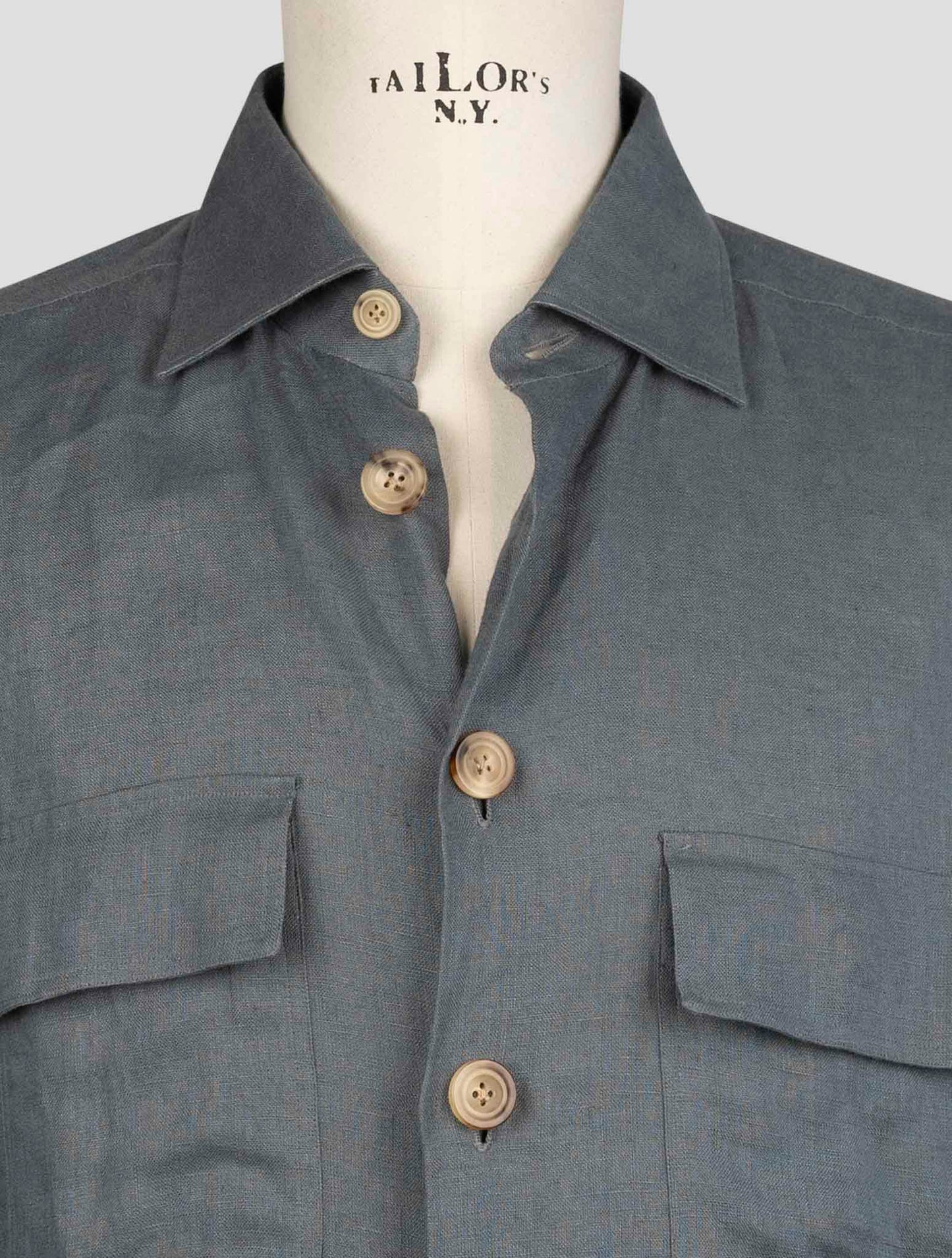 kiton Gray Linen Shirt