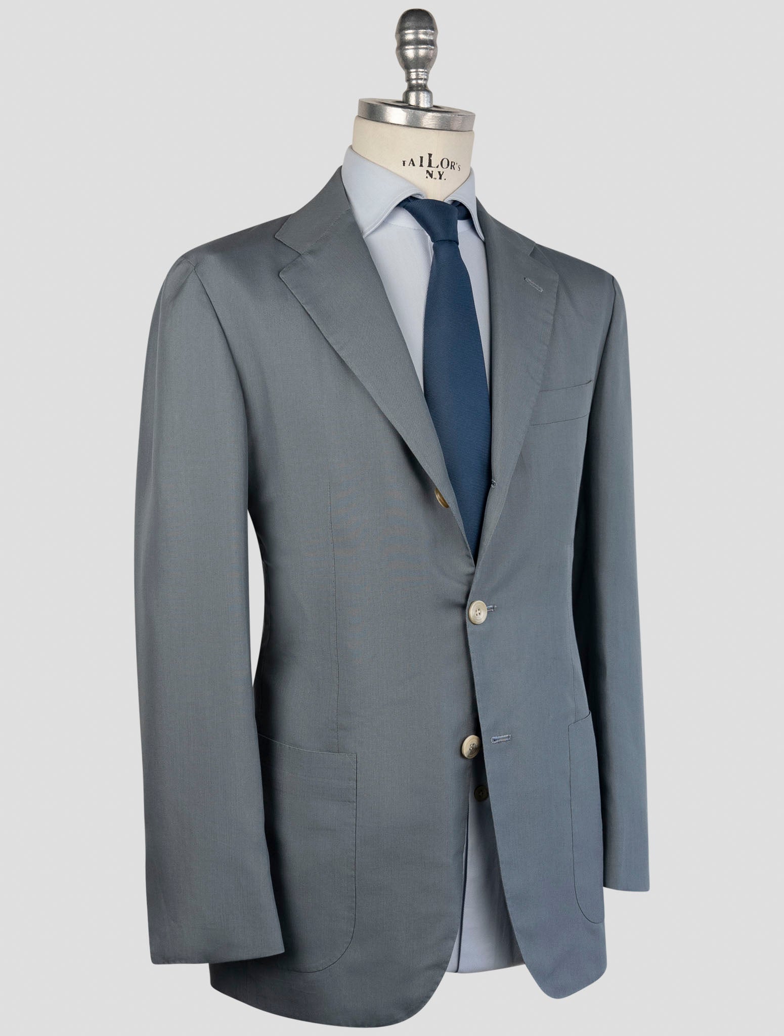 Kiton Light Blue Lyocell Viscose Silk Suit