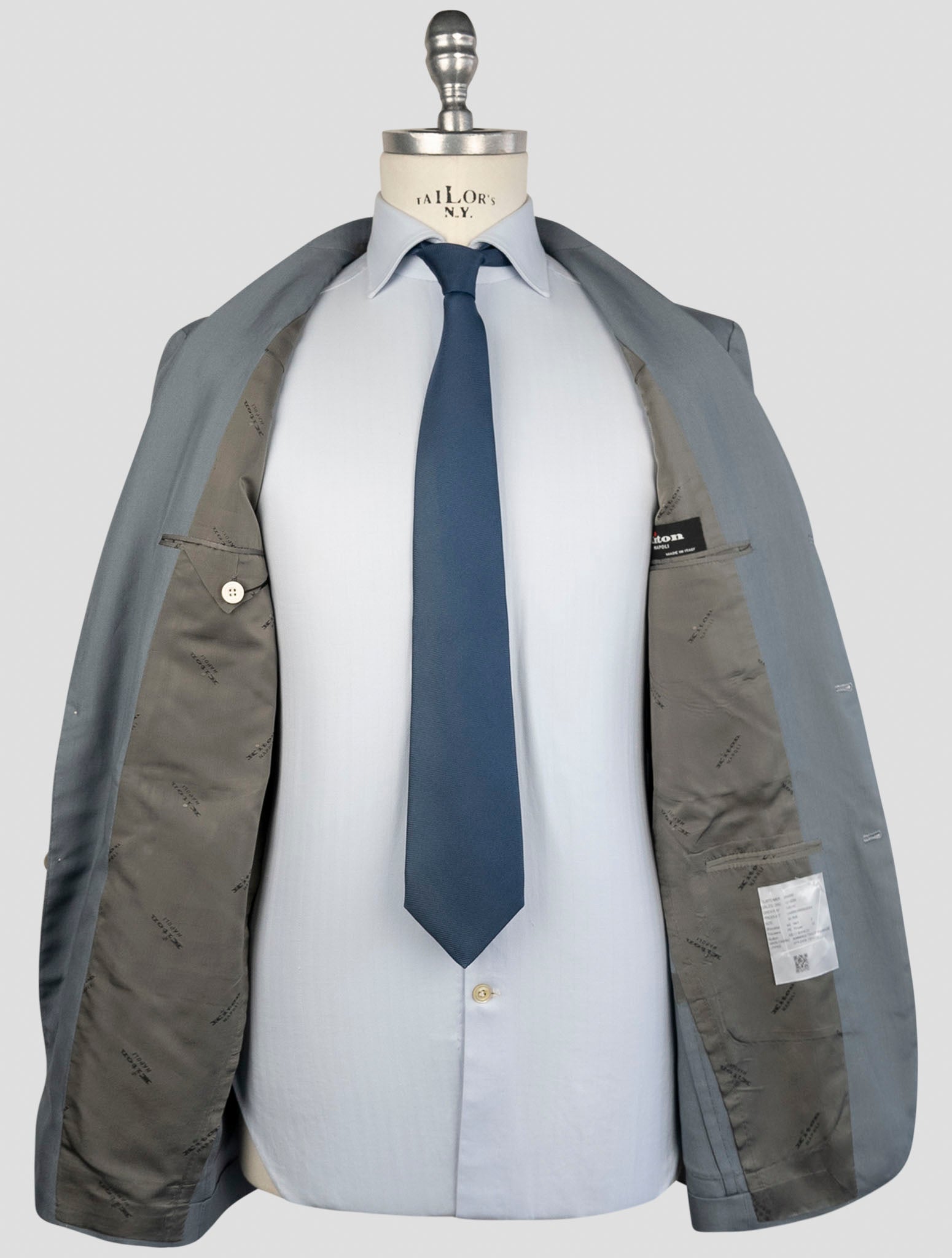 Kiton Light Blue Lyocell Viscose Silk Suit