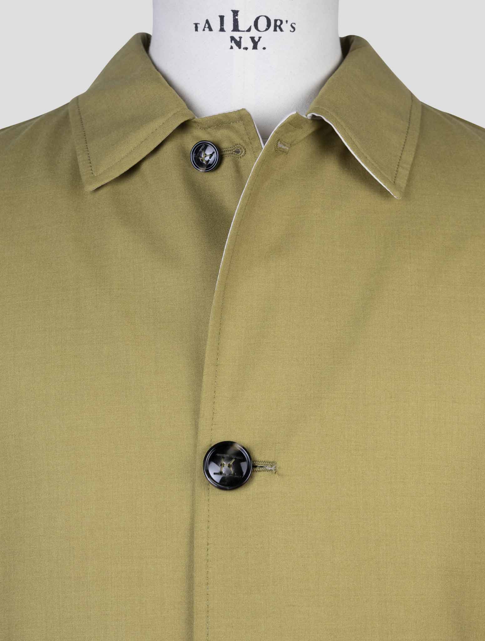 Kiton Green Beige Cashmere Silk Reverse Overcoat
