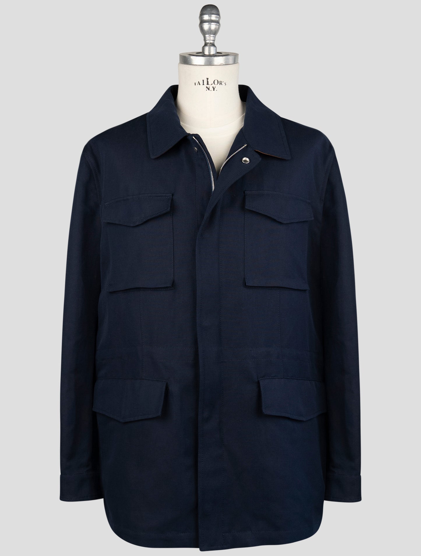 Kiton Blue Cotton Coat