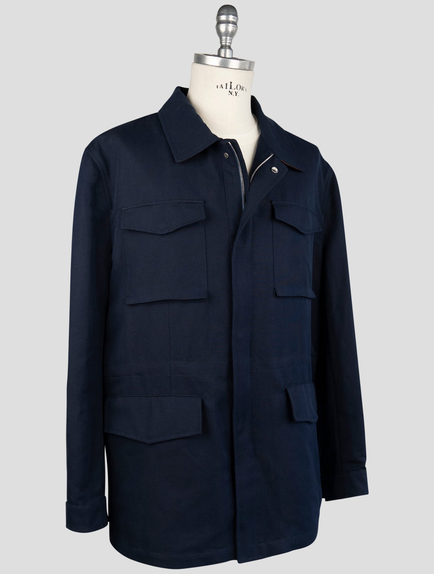 Kiton Blue Cotton Coat